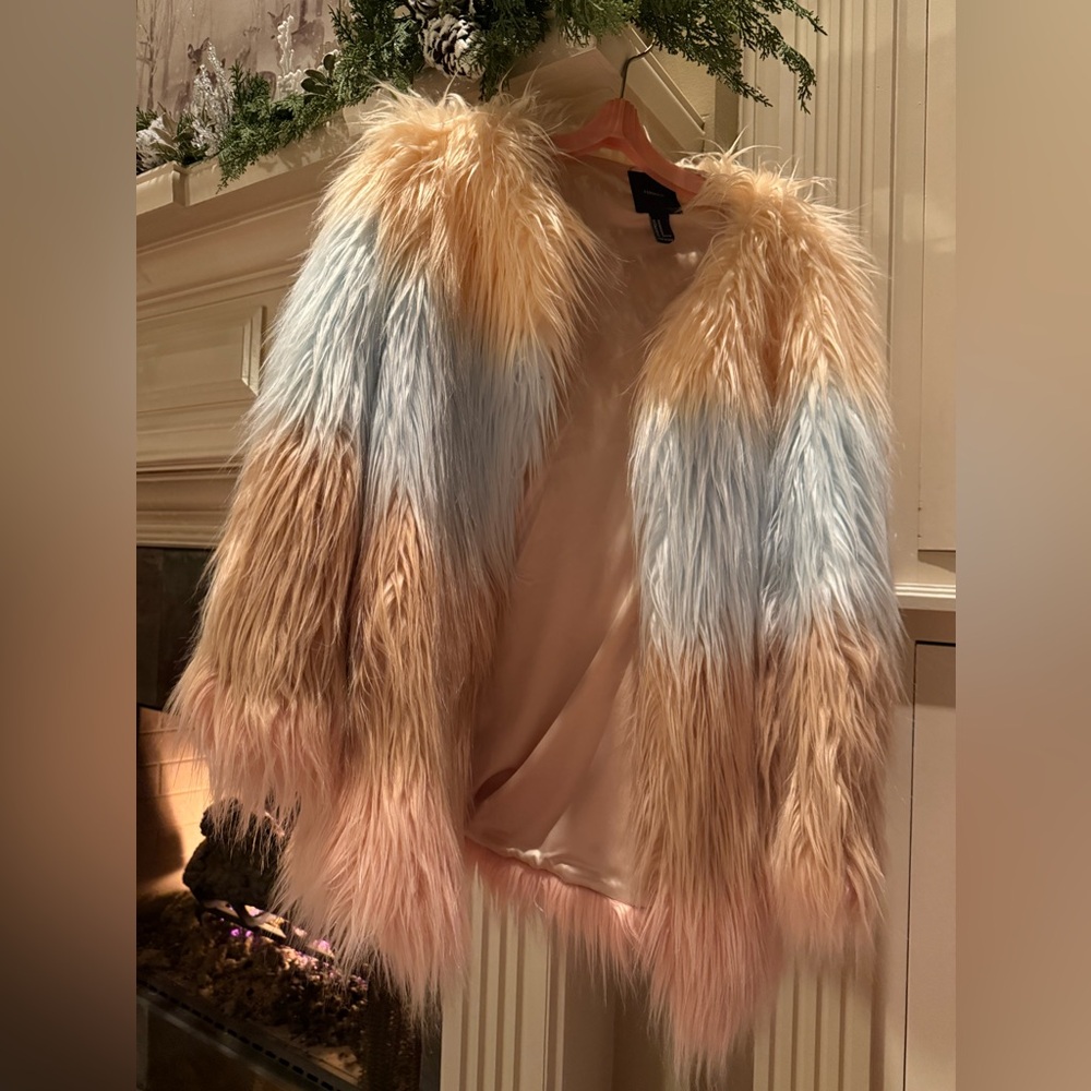 Forever 21 multicolored fur coat.